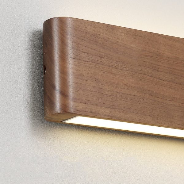 Modern Minimalist Rectangle Wood Aluminum PC Shade LED Wall Sconce Lamp For Bedroom - Image 8
