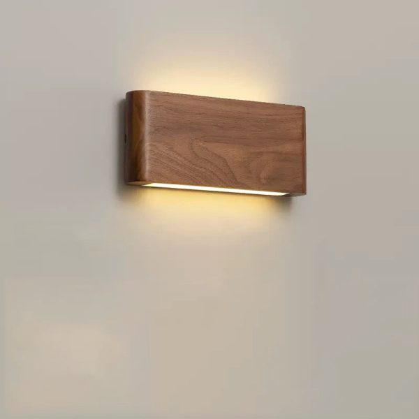 Modern Minimalist Rectangle Wood Aluminum PC Shade LED Wall Sconce Lamp For Bedroom - Image 18