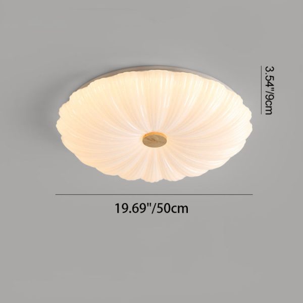 Modern Minimalist Round Flower Stripe Acrylic Shade Wood LED Flush Mount Ceiling Light For Bedroom - Image 6