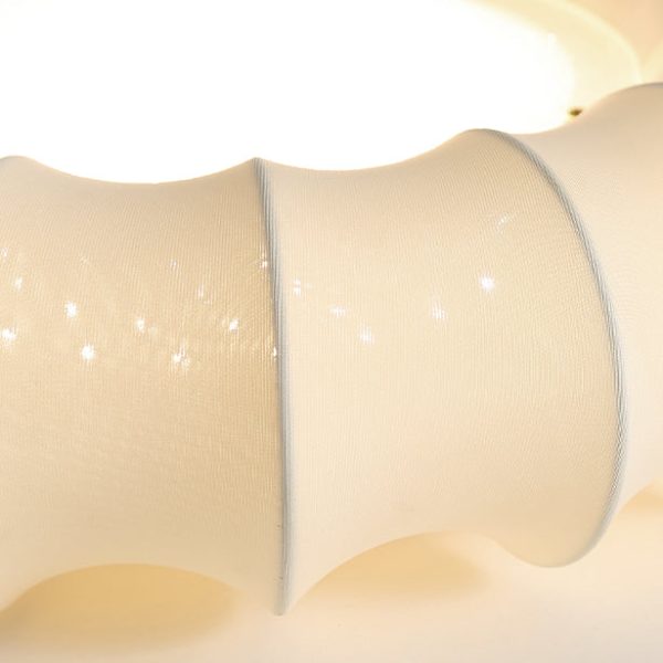 Traditional Vintage Circular Silk Shade Iron Solid Wooden Base LED Semi-Flush Mount Ceiling Light For Bedroom - Image 7