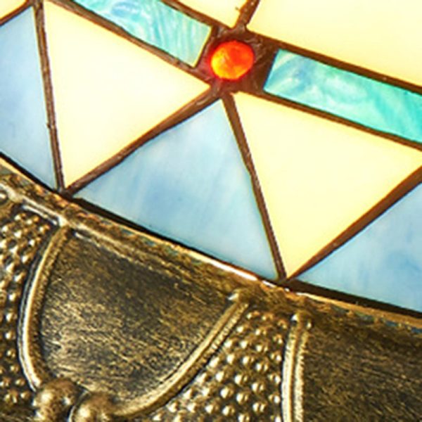 Traditional Tiffany Round Dome Iron Stained Glass LED Flush Mount Ceiling Light For Living Room - Image 5