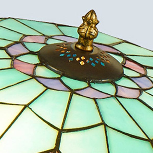 Traditional Tiffany Round Dome Iron Stained Glass LED Flush Mount Ceiling Light For Living Room - Image 6