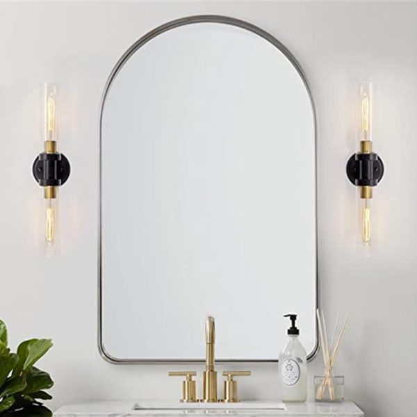 Modern Minimalist Cylinder Glass Iron Shade 2-Light Vanity Light Wall Sconce Lamp For Bathroom - Image 17