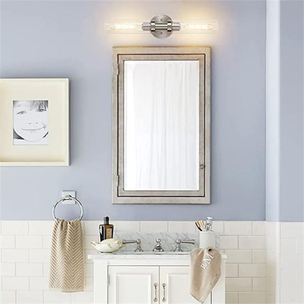 Modern Minimalist Cylinder Glass Iron Shade 2-Light Vanity Light Wall Sconce Lamp For Bathroom - Image 2