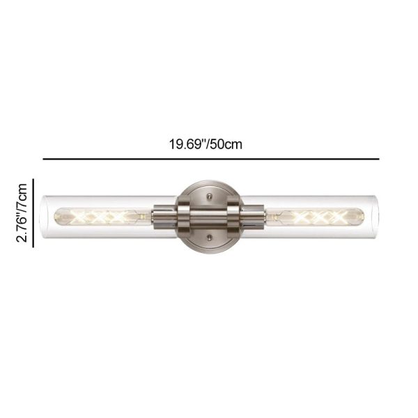 Modern Minimalist Cylinder Glass Iron Shade 2-Light Vanity Light Wall Sconce Lamp For Bathroom - Image 4