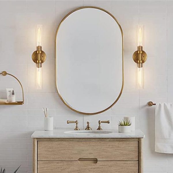 Modern Minimalist Cylinder Glass Iron Shade 2-Light Vanity Light Wall Sconce Lamp For Bathroom - Image 11