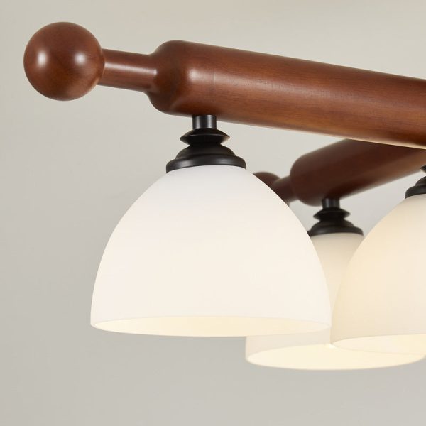 Traditional French Branch Round Bowl Lid Shape Hardware Wood Glass 4/6/8 Semi-Flush Mount Ceiling Light For Living Room - Image 8