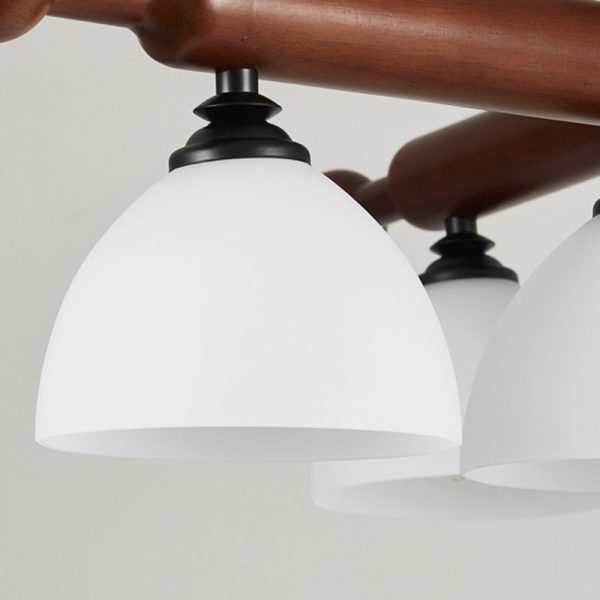 Traditional French Branch Round Bowl Lid Shape Hardware Wood Glass 4/6/8 Semi-Flush Mount Ceiling Light For Living Room - Image 10