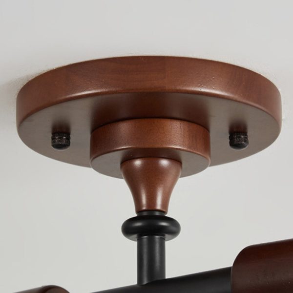 Traditional French Branch Round Bowl Lid Shape Hardware Wood Glass 4/6/8 Semi-Flush Mount Ceiling Light For Living Room - Image 7