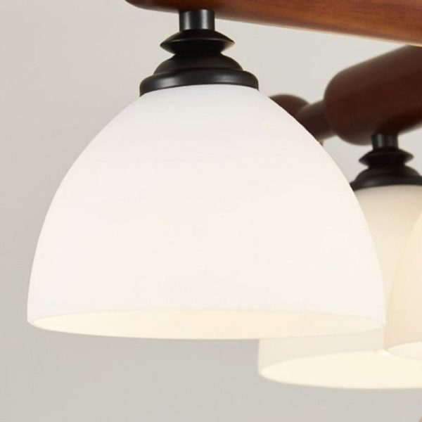 Traditional French Branch Round Bowl Lid Shape Hardware Wood Glass 4/6/8 Semi-Flush Mount Ceiling Light For Living Room - Image 9