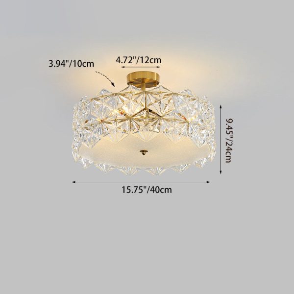 Traditional French Iron Glass Round 5/6/8-Light Semi-Flush Mount Ceiling Light For Living Room & Bedroom - Image 5