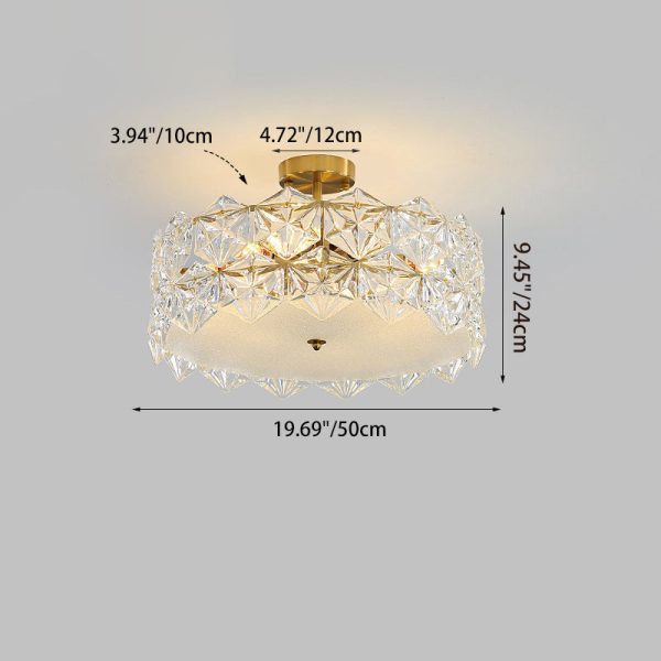 Traditional French Iron Glass Round 5/6/8-Light Semi-Flush Mount Ceiling Light For Living Room & Bedroom - Image 6
