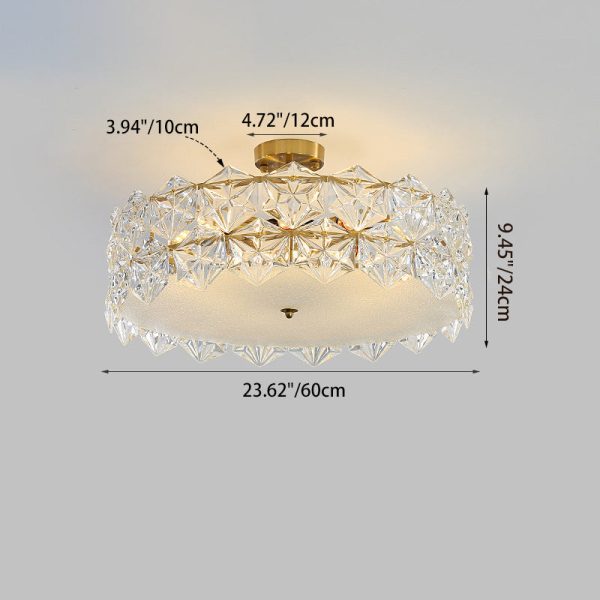 Traditional French Iron Glass Round 5/6/8-Light Semi-Flush Mount Ceiling Light For Living Room & Bedroom - Image 7