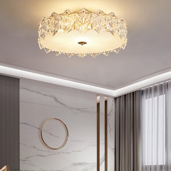 Traditional French Iron Glass Round 5/6/8-Light Semi-Flush Mount Ceiling Light For Living Room & Bedroom - Image 2