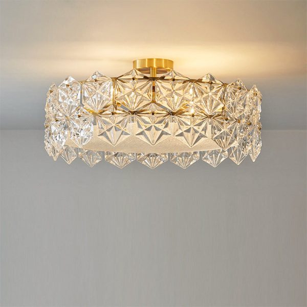Traditional French Iron Glass Round 5/6/8-Light Semi-Flush Mount Ceiling Light For Living Room & Bedroom - Image 14