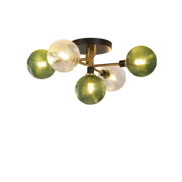 Contemporary Scandinavian Iron Glass Spherical 5/9-Light Semi-Flush Mount Ceiling Light For Living Room, Bedroom Or Entrance Hallway - Image 21