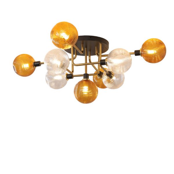 Contemporary Scandinavian Iron Glass Spherical 5/9-Light Semi-Flush Mount Ceiling Light For Living Room, Bedroom Or Entrance Hallway - Image 19