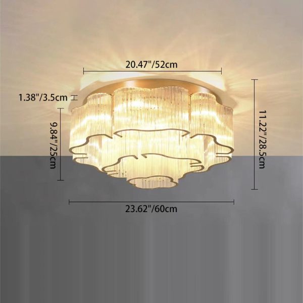 Contemporary Luxury Hardware Glass Round 7/11-Light Semi-Flush Mount Ceiling Light For Living Room, Bedroom - Image 5