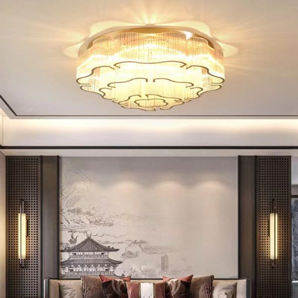 Contemporary Luxury Hardware Glass Round 7/11-Light Semi-Flush Mount Ceiling Light For Living Room, Bedroom - Image 3