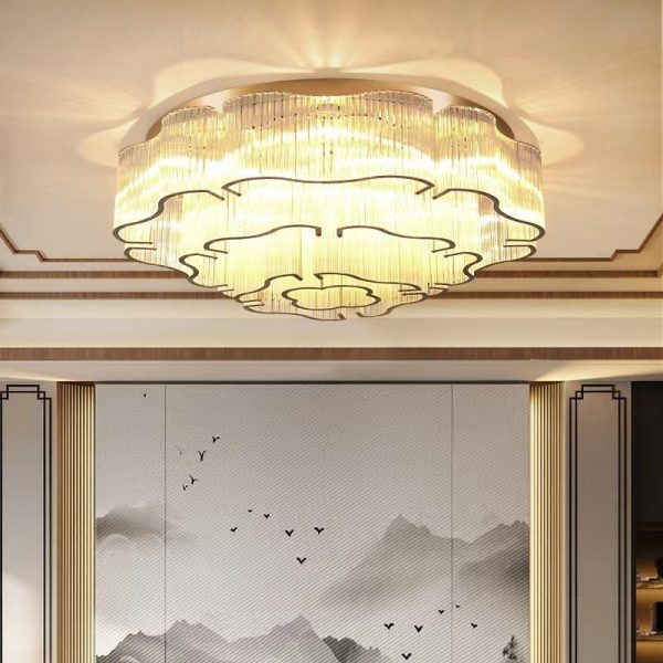 Contemporary Luxury Hardware Glass Round 7/11-Light Semi-Flush Mount Ceiling Light For Living Room, Bedroom - Image 4