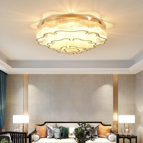 Contemporary Luxury Hardware Glass Round 7/11-Light Semi-Flush Mount Ceiling Light For Living Room, Bedroom - Image 2