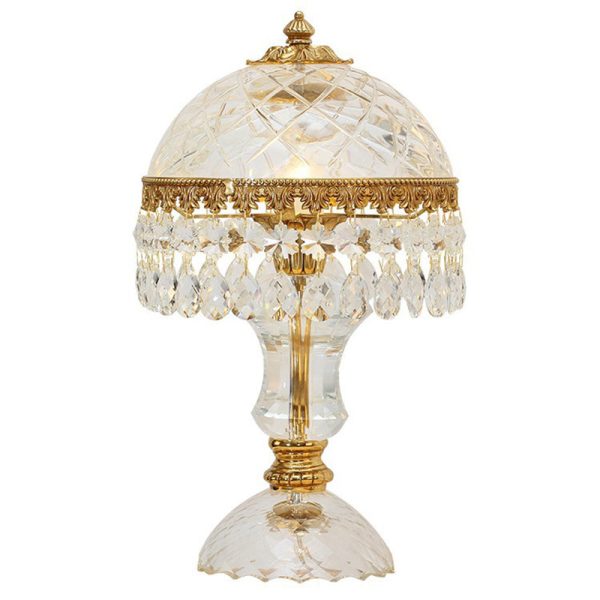 Traditional Luxury Brass Crystal Jellyfish-Shaped 1-Light Table Lamp For Bedside Or Living Room - Image 12