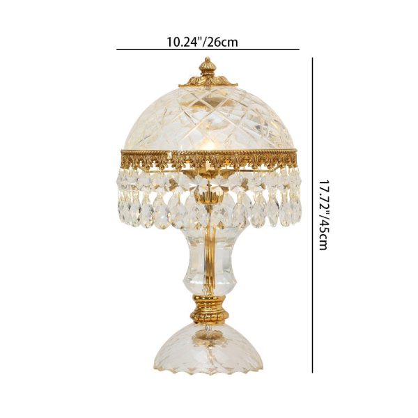 Traditional Luxury Brass Crystal Jellyfish-Shaped 1-Light Table Lamp For Bedside Or Living Room - Image 4