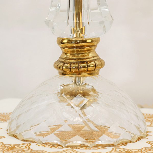 Traditional Luxury Brass Crystal Jellyfish-Shaped 1-Light Table Lamp For Bedside Or Living Room - Image 7