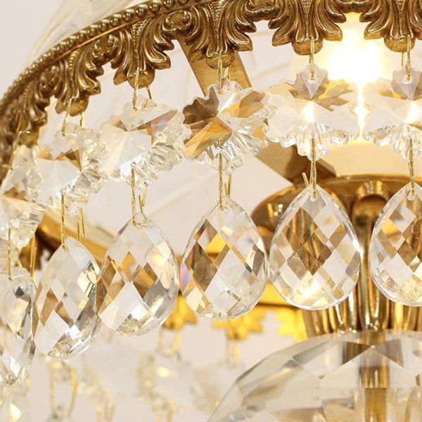 Traditional Luxury Brass Crystal Jellyfish-Shaped 1-Light Table Lamp For Bedside Or Living Room - Image 6