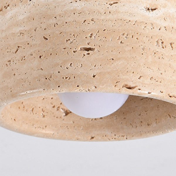 Traditional Japanese Round Square Stone Wood 1-Light Semi-Flush Mount Ceiling Light For Living Room - Image 7