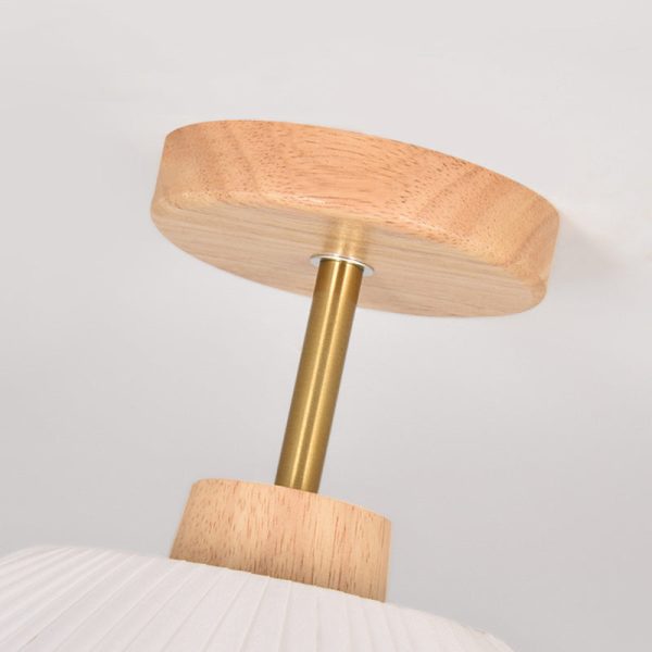 Contemporary Coastal Wave Wood Fabric 1-Light Semi-Flush Mount Ceiling Light For Living Room - Image 6