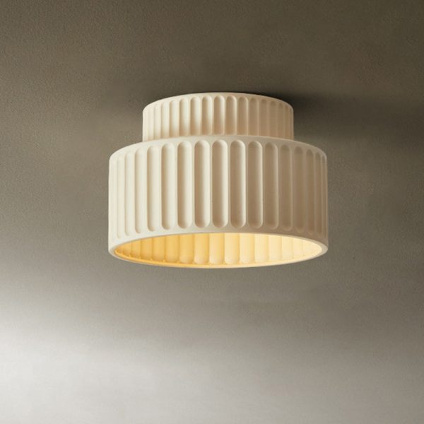Contemporary Scandinavian Cylinder Plastic 1-Light Flush Mount Ceiling Light For Living Room - Image 2