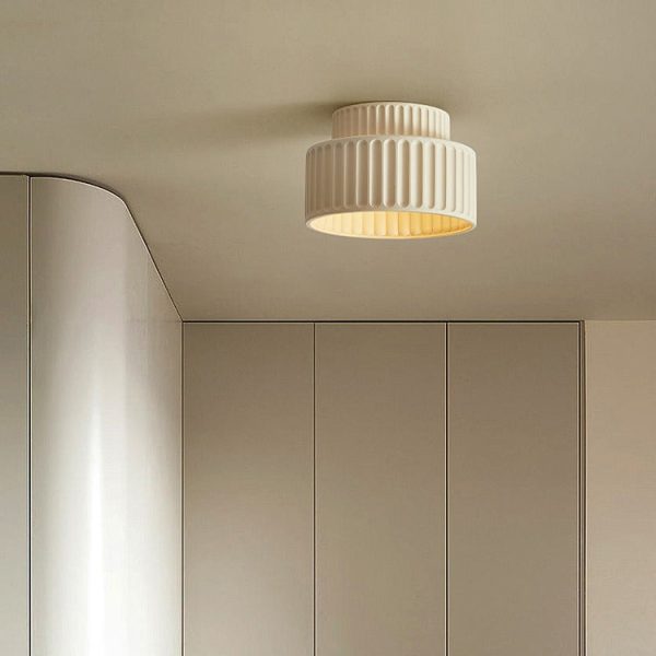 Contemporary Scandinavian Cylinder Plastic 1-Light Flush Mount Ceiling Light For Living Room - Image 3