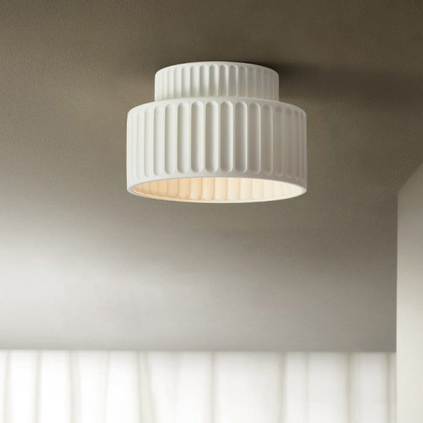 Contemporary Scandinavian Cylinder Plastic 1-Light Flush Mount Ceiling Light For Living Room - Image 9