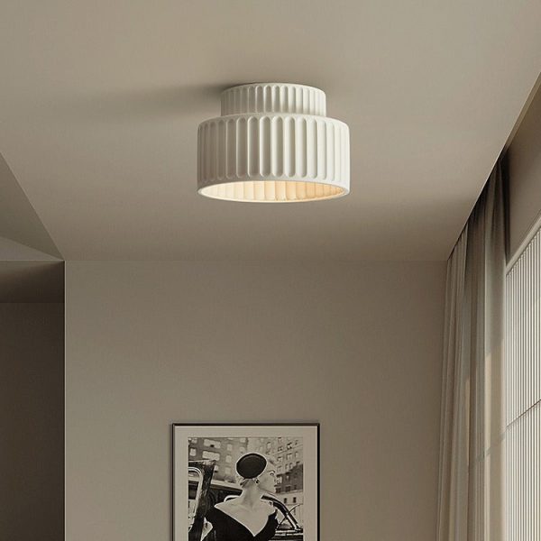 Contemporary Scandinavian Cylinder Plastic 1-Light Flush Mount Ceiling Light For Living Room - Image 8