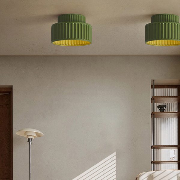 Contemporary Scandinavian Cylinder Plastic 1-Light Flush Mount Ceiling Light For Living Room - Image 13