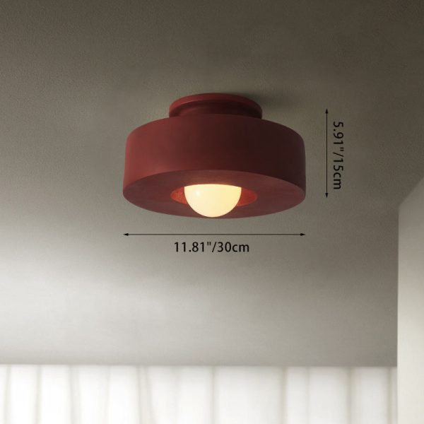 Contemporary Nordic Round Plastic 1-Light Semi-Flush Mount Ceiling Light For Living Room - Image 4