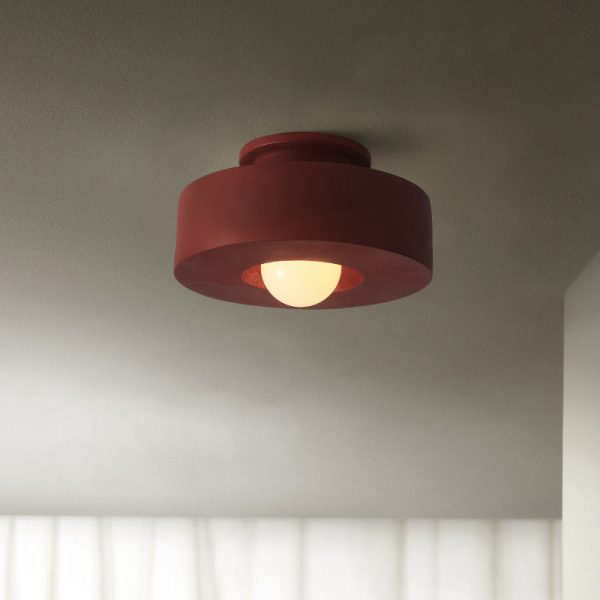 Contemporary Nordic Round Plastic 1-Light Semi-Flush Mount Ceiling Light For Living Room - Image 3