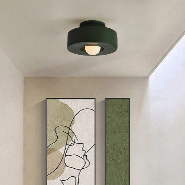 Contemporary Nordic Round Plastic 1-Light Semi-Flush Mount Ceiling Light For Living Room - Image 7