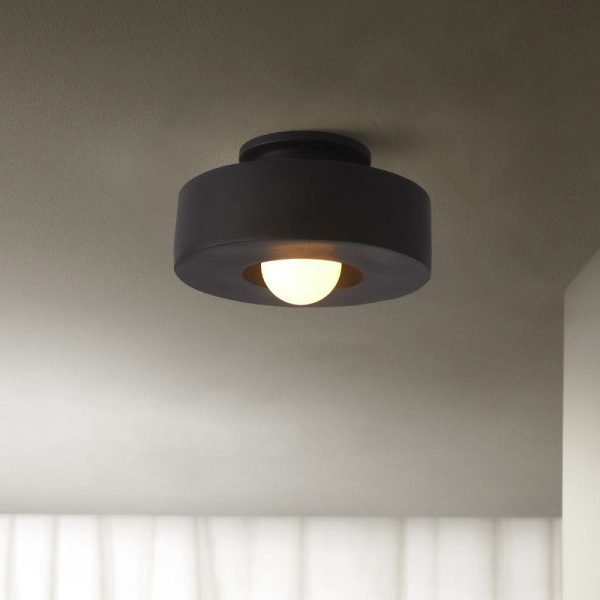 Contemporary Nordic Round Plastic 1-Light Semi-Flush Mount Ceiling Light For Living Room - Image 8