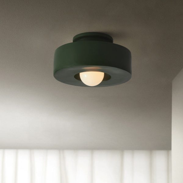 Contemporary Nordic Round Plastic 1-Light Semi-Flush Mount Ceiling Light For Living Room - Image 10