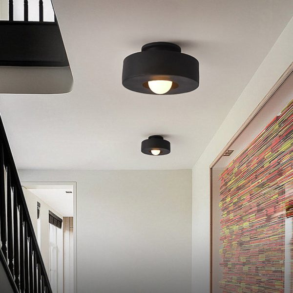 Contemporary Nordic Round Plastic 1-Light Semi-Flush Mount Ceiling Light For Living Room - Image 11