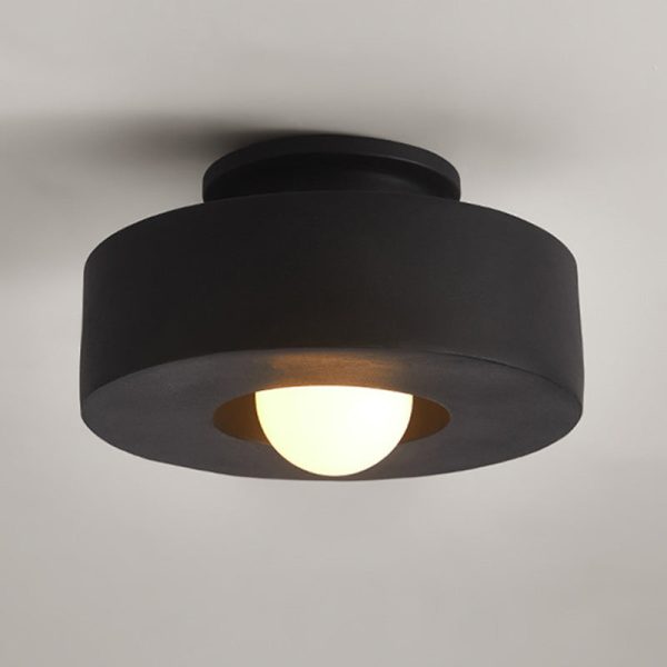 Contemporary Nordic Round Plastic 1-Light Semi-Flush Mount Ceiling Light For Living Room - Image 14
