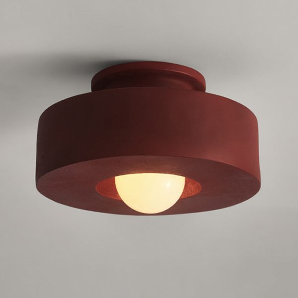 Contemporary Nordic Round Plastic 1-Light Semi-Flush Mount Ceiling Light For Living Room - Image 15