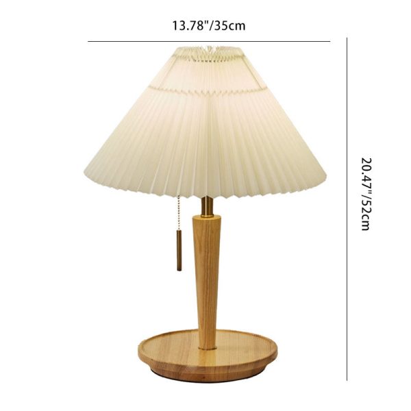 Traditional Japanese Dome Wood Fabric 1-Light Table Lamp For Living Room - Image 4