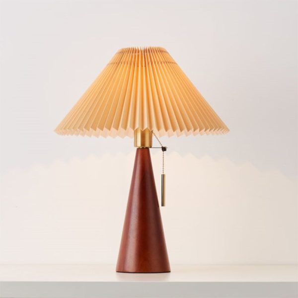 Traditional Japanese Dome Wood Fabric 1-Light Table Lamp For Living Room - Image 3