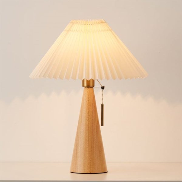 Traditional Japanese Dome Wood Fabric 1-Light Table Lamp For Living Room - Image 5