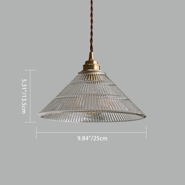 Contemporary Scandinavian Cone Copper Glass 1-Light Pendant Light For Living Room - Image 4