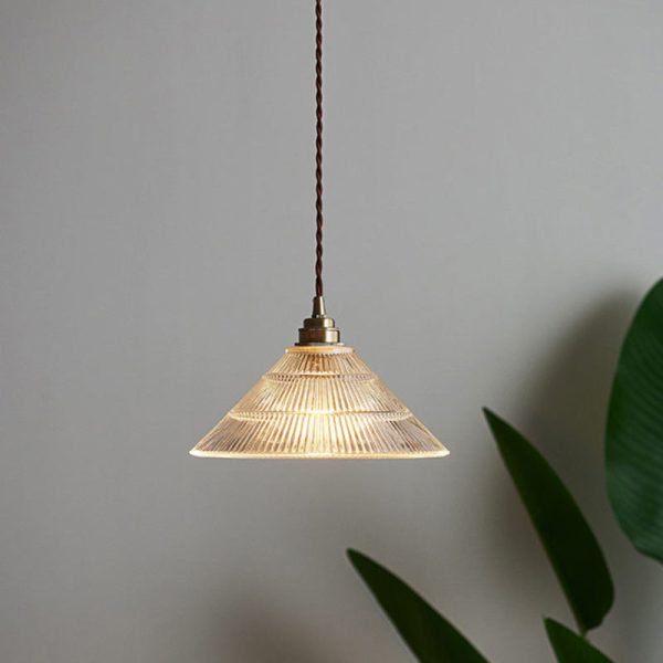 Contemporary Scandinavian Cone Copper Glass 1-Light Pendant Light For Living Room - Image 3