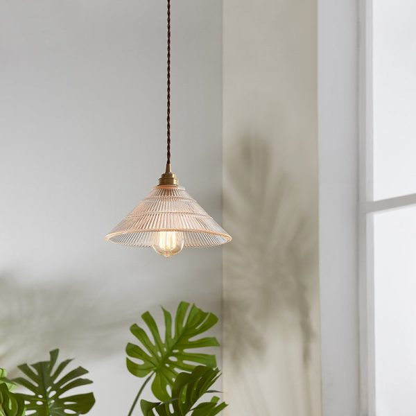 Contemporary Scandinavian Cone Copper Glass 1-Light Pendant Light For Living Room - Image 2